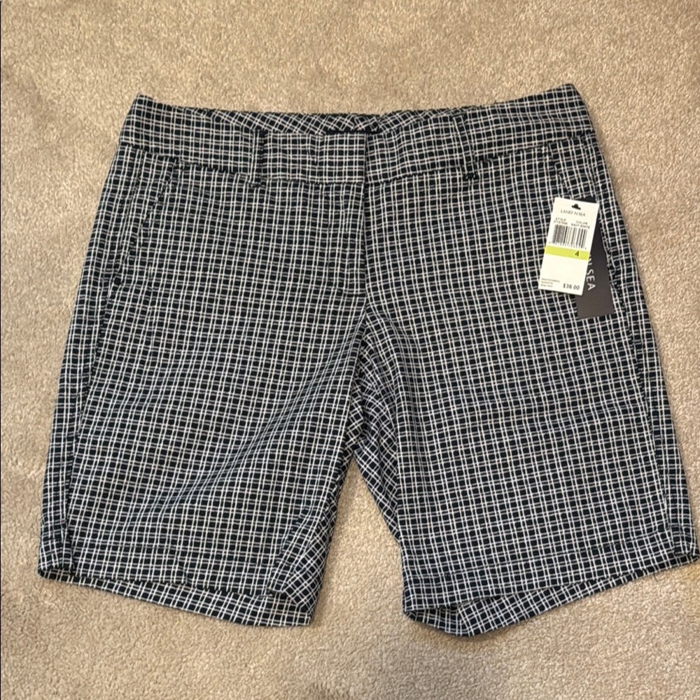 Navy and White Flat Front Bermuda Shorts